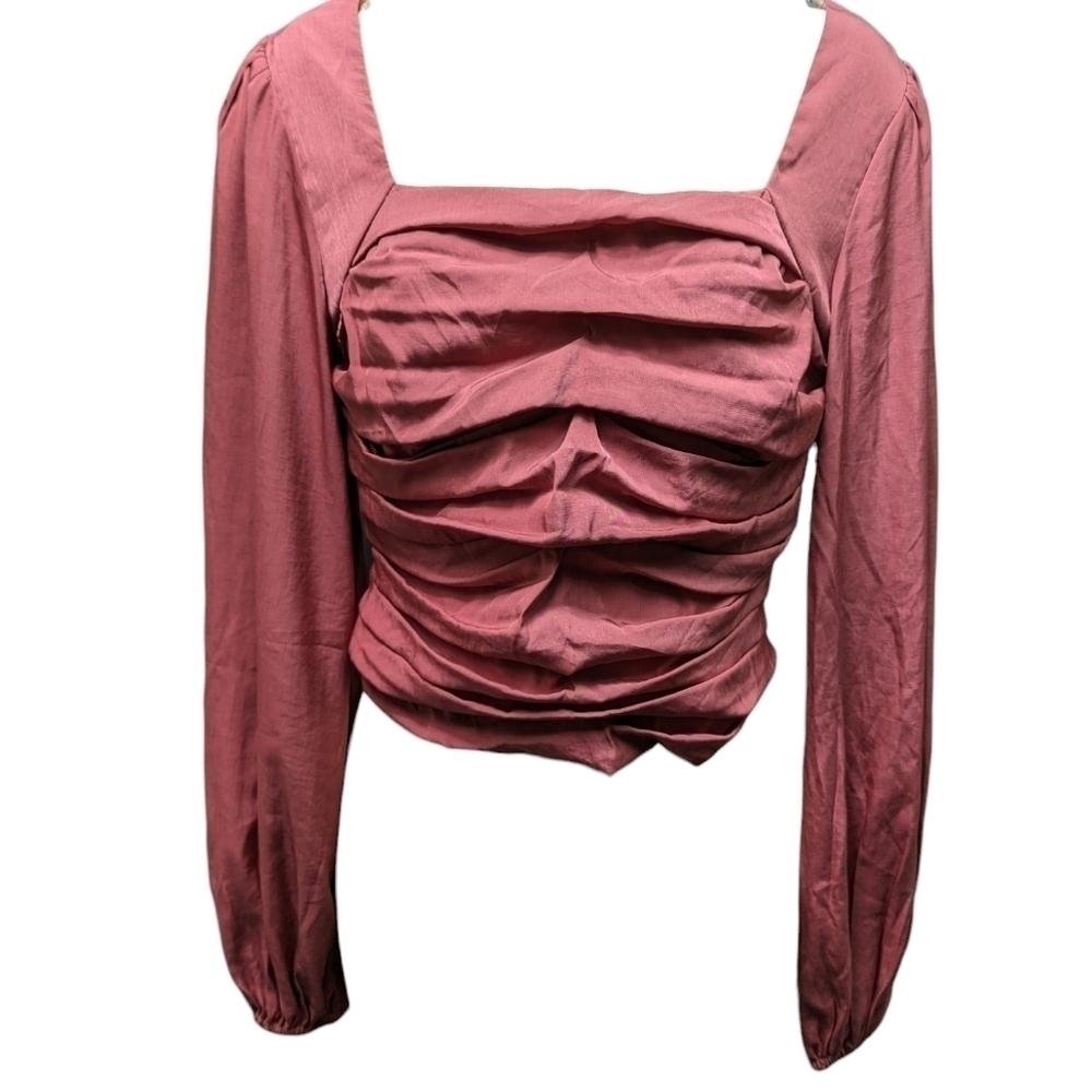Do + Be Collection Junior Puff Sleeve Cinched Top Sz L